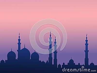 Sheikh mosque United Arab Emirates uae postcard background Muslim Islamic vector illustration Saudi Arabia congratulations card Vector Illustration